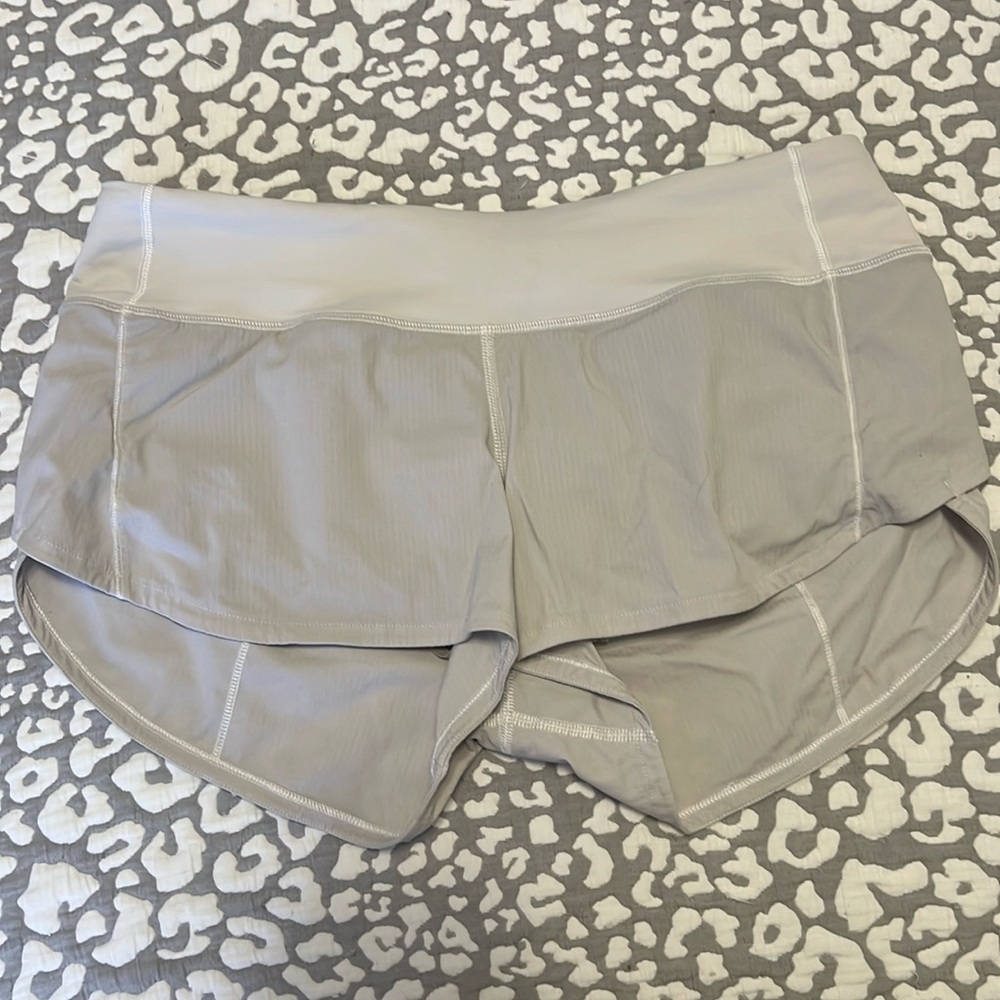 Lululemon light grey speed shorts size 6